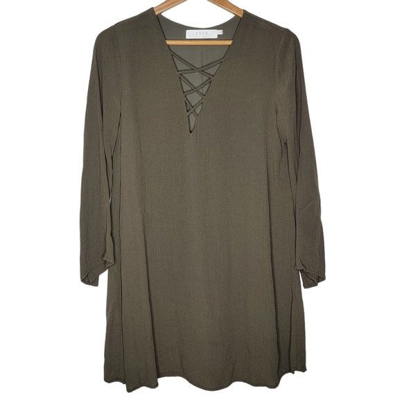 ASTR The Label Size Small Dark Green V-Neck Long‎ Sleeve Midi Dress - Picture 1 of 5
